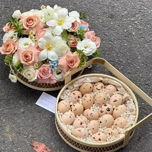 New Product, New Bamboo Woven Portable Mid-Autumn Moon Cake Flower Basket, Precious Gift Box, Floral Arrangement, Egg Basket, Moon Cake Double-Layer Gift