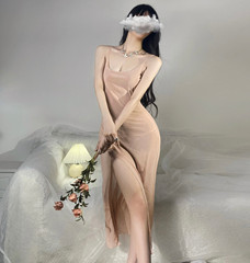 性感情趣內衣女大碼性感激情誘惑吊帶長裙透明睡衣睡裙網紗裝 222