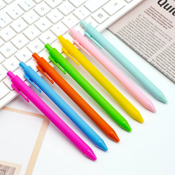 In-Stock Solid Color Macaron Spray-Coated Ballpoint Pen, Candy-Colored Retractable Pen for Students, Business Gift Pen, Customizable with Logo