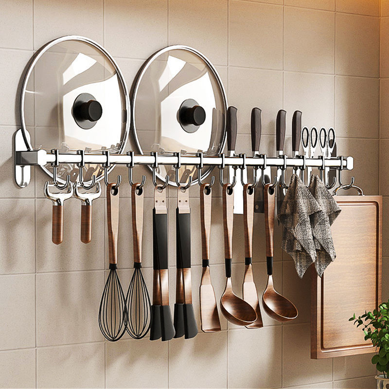 挂钩厨房架免打孔不锈钢挂勺子铲子厨具用品壁挂收纳置物架独立站