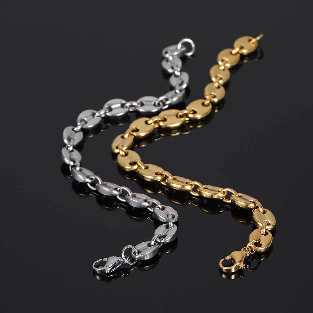 1 Piece Quantity Daily, Street Occasion Hip-Hop 304 Stainless Steel Geometric Coffee Bean Chain Men Chain Necklaces
