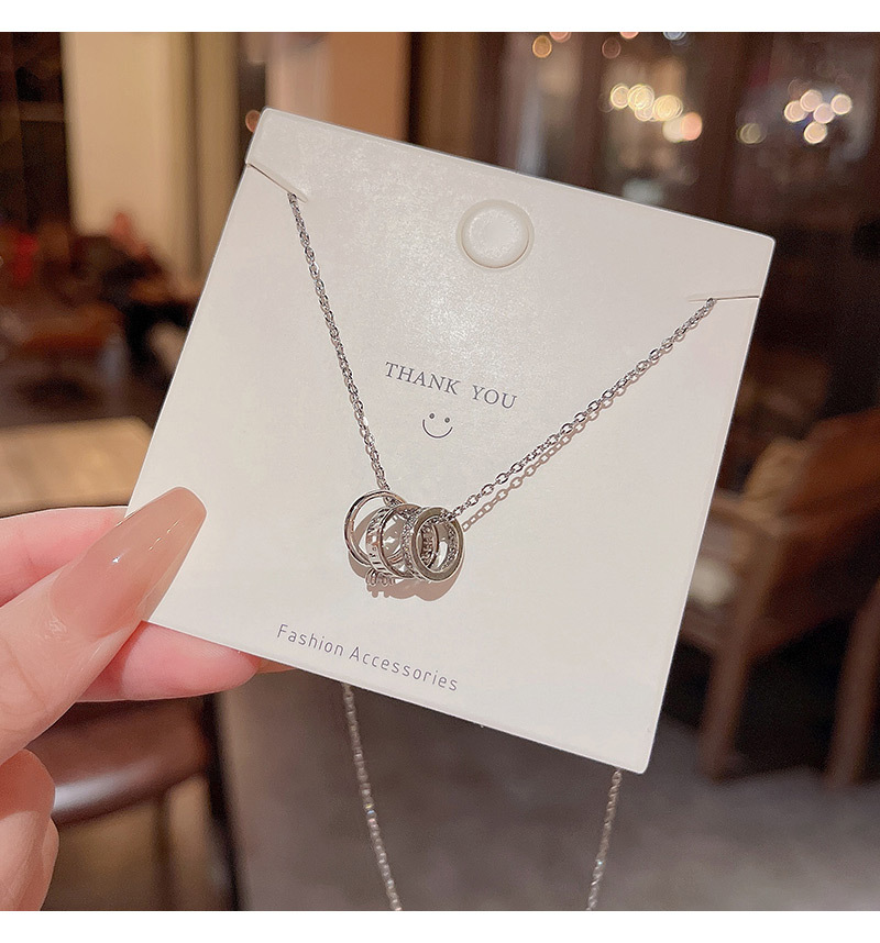 Fashion Circle Titanium Steel Plating Inlay Zircon Necklace 1 Piece