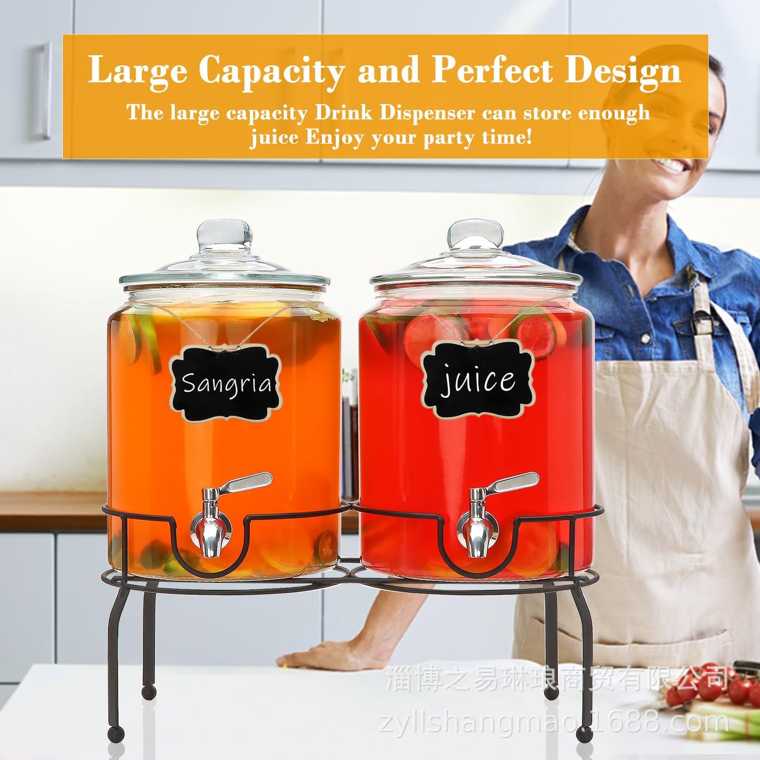 Cross-border glass juice tank laundry detergent dispenser with tap gallon tea extract coke barrel container beverage dispenser