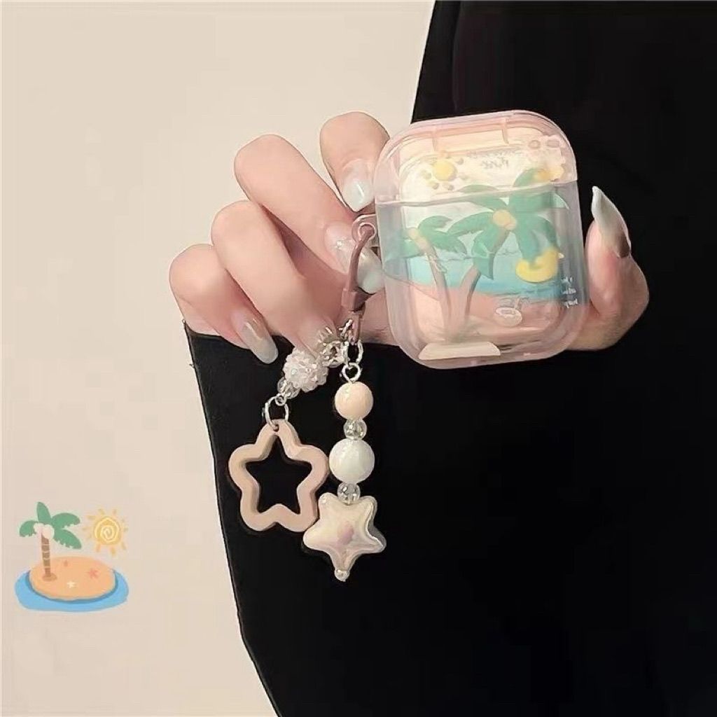 Arbol de palma de playa para AirPods4 cubierta de auriculares de Apple 5 generación AirPodspro2 cubierta de Bluetooth