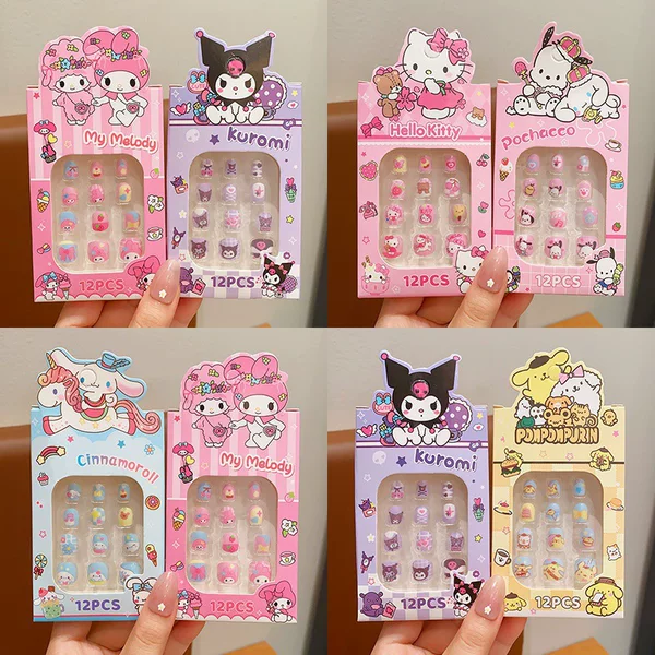Sanrio Children's Nail Stickers Girls Cute Fun Nail Stickers Student Nail Stickers Sweet Nail Stickers Children Wear Nail Stickers