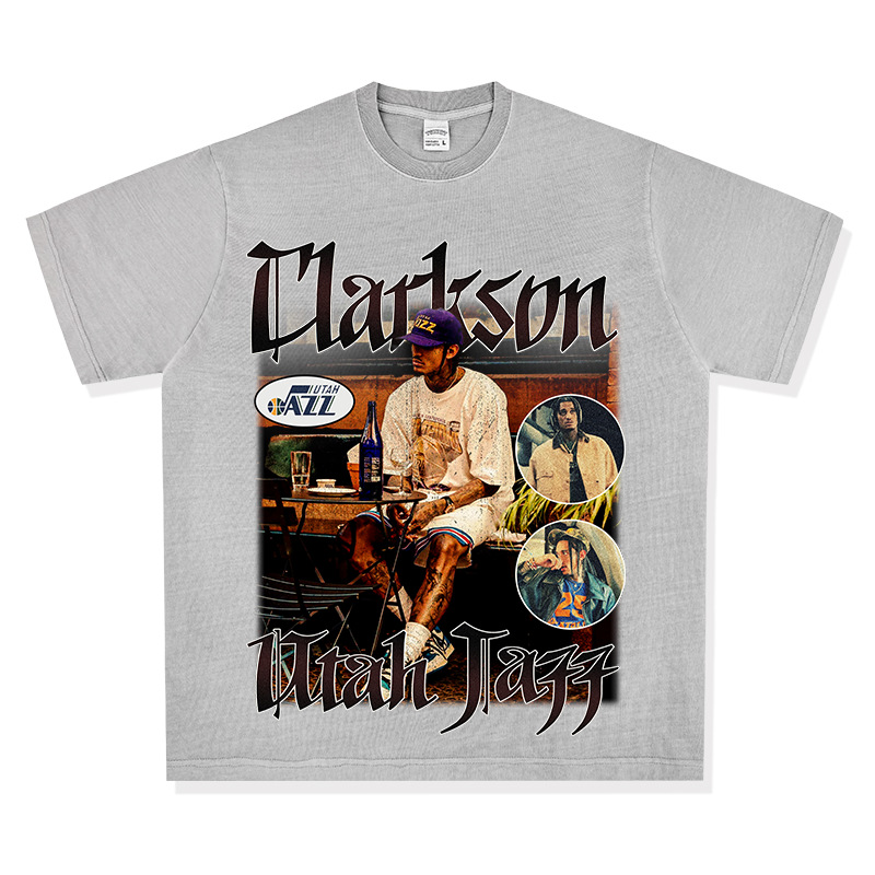 Transfronterizo Clarkson Clarkson camiseta de estrella retro estadounidense de manga corta con estampado