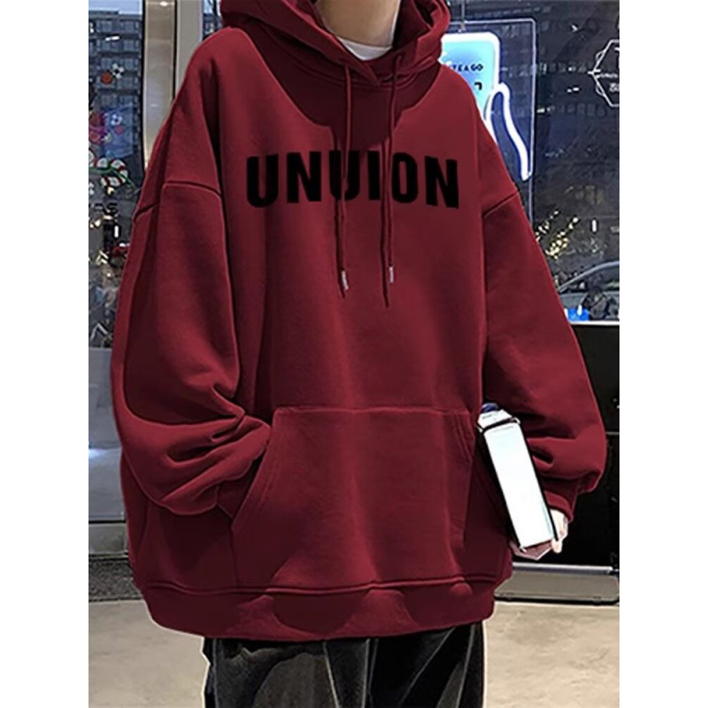 Maglione da uomo con cappuccio, primavera e autunno, stile Hong Kong, ampio, alla moda, con stampa di lettere, versatile, nuovo nel 2026_voghion.com