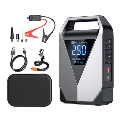 【Ld12】Cross-Border Car Emergency Power Supply, Air Pump, and Power Bank All-In-One Multifunctional Battery Jump Starter (Other Automotive Safety Supplies) - 12000mah-smart-clipeva-bag