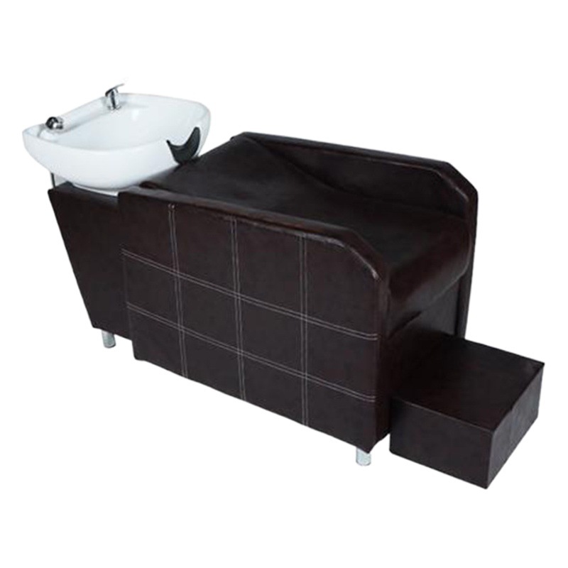 Cama de lavado de cabello para peluquería, silla de lavado de cabello para peluquería, cama de lavado de cabello semirreclinable con lavabo de cerámica, cama de lavado de cabello de cerámica para peluquería.