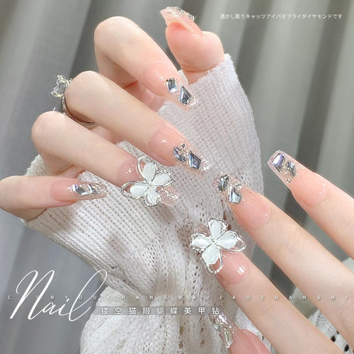 Elegant Yiyi Dance Nail Art with Handmade Artificial Nail Stickers, Popular Trendy Jelly Gel Short Nail Extensions, Wholesale