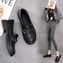 英伦风皮鞋软底一脚蹬乐福鞋女2025秋季新款工作平底黑色百搭单鞋