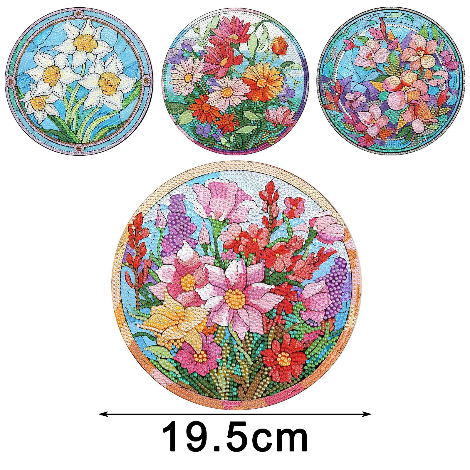 Accesorios para pintura de diamantes, juego de cuatro manteles individuales acrílicos DIY, decoraciones creativas de mandala y flores para restaurantes, disponibles para distribución.