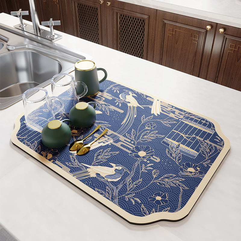 可代发沥水垫子厨房台面吸水垫餐具隔热垫洗手台免洗桌垫吧台杯垫