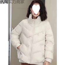 2023冬季新款宽松保暖立领时尚洋气百搭通勤纯色羽绒服女