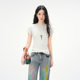Jiyou 2025 Summer Round Neck Basic Wear Cotton Shoulder T-shirt Women's American-style Slim-fit Short-sleeved Top