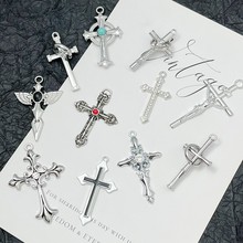 复古哥特风简约合金立体十字架饰品挂件diy项链耳饰个性朋克材料