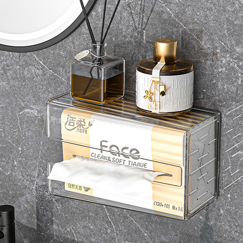 Overflow purchase tissue box wall-mounted punch-free tissue box bathroom toilet waterproof face towel light luxury storage box