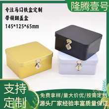 定制马口铁带锁翻盖铁盒长方形存钱罐化妆品收纳盒大号密码锁盲盒