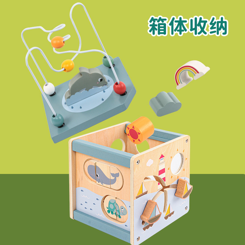 Educación infantil de madera educación temprana iluminación juguetes nueva energía multi-cinética de cuatro lados animal laberinto de Cuentas grandes al por mayor
