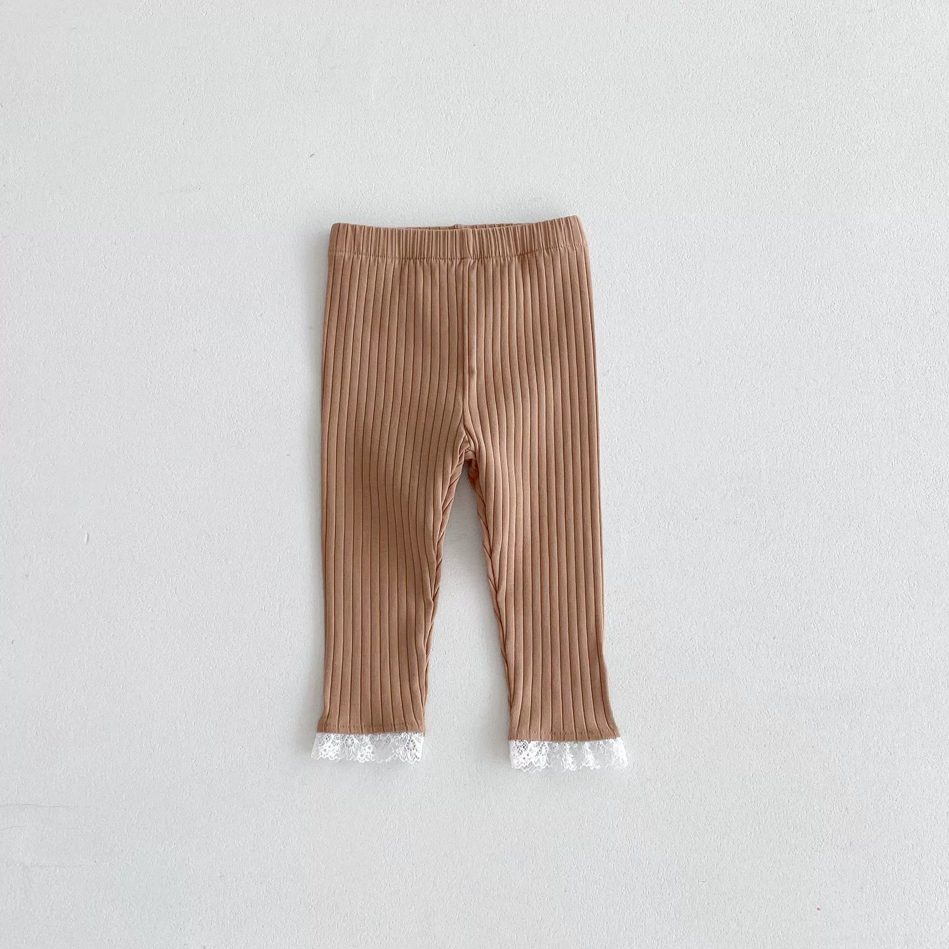 Детские осенние л leggings, кружевные эластичные брюки, 1–8 лет, корейский стиль, узкий крой, детская одежда