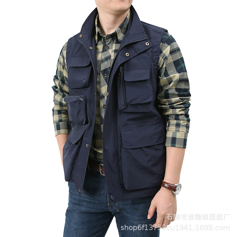 Men's Casual Multifunctional Vest Waterproof Quick-Drying Outdoor Sports Photography Casual Vest Large Size Vest Jacket Trendy