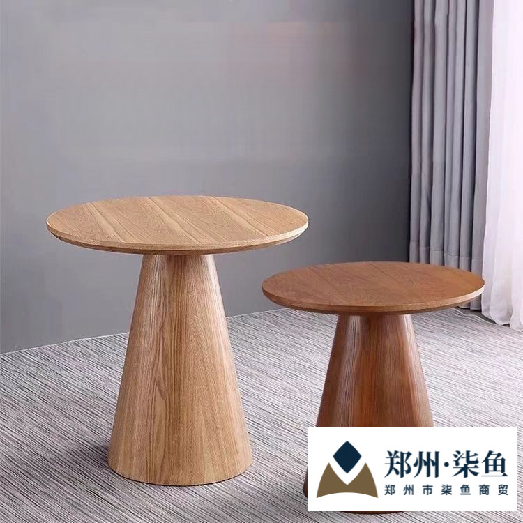 咖啡厅酒店客房桌子圆形圆桌茶几沙发角几庭院茶几圆阳台茶桌实木