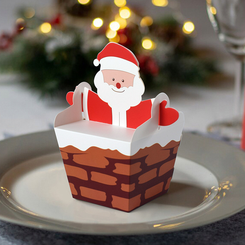 アニメかわいいサンタクロースが煙突を登る箱キャンディー箱現物クリスマスプレゼント箱10pcs/包|undefined