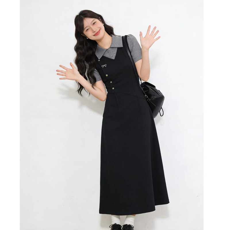 Gu Youran Plus-Size Women's Summer Dress for Slightly Chubby Women, New French-Style High-End Waist-Cinching Slimming Retro Fashion Dress