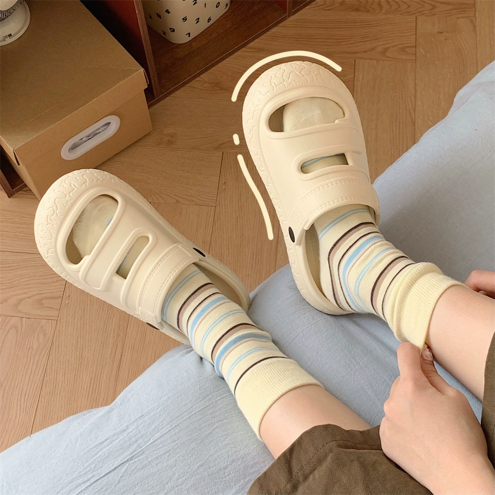 Модные новые уродливые милые молочные туфли huhoo без шнуровки на толстой подошве, женские летние удобные сандалии для отдыха на открытом воздухе