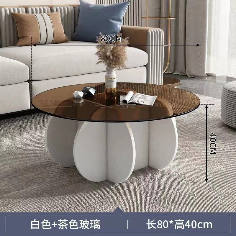玻璃茶几轻奢现代茶几客厅家用小户型圆形网红ins桌子极简边几|undefined