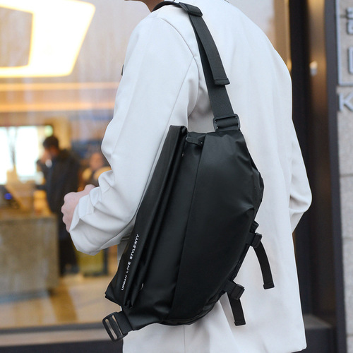 Upgraded version of magnetic buckle trendy brand fashion men's crossbody bag functional style cycling bag motorcycle back shoulder bag chest bag trendy