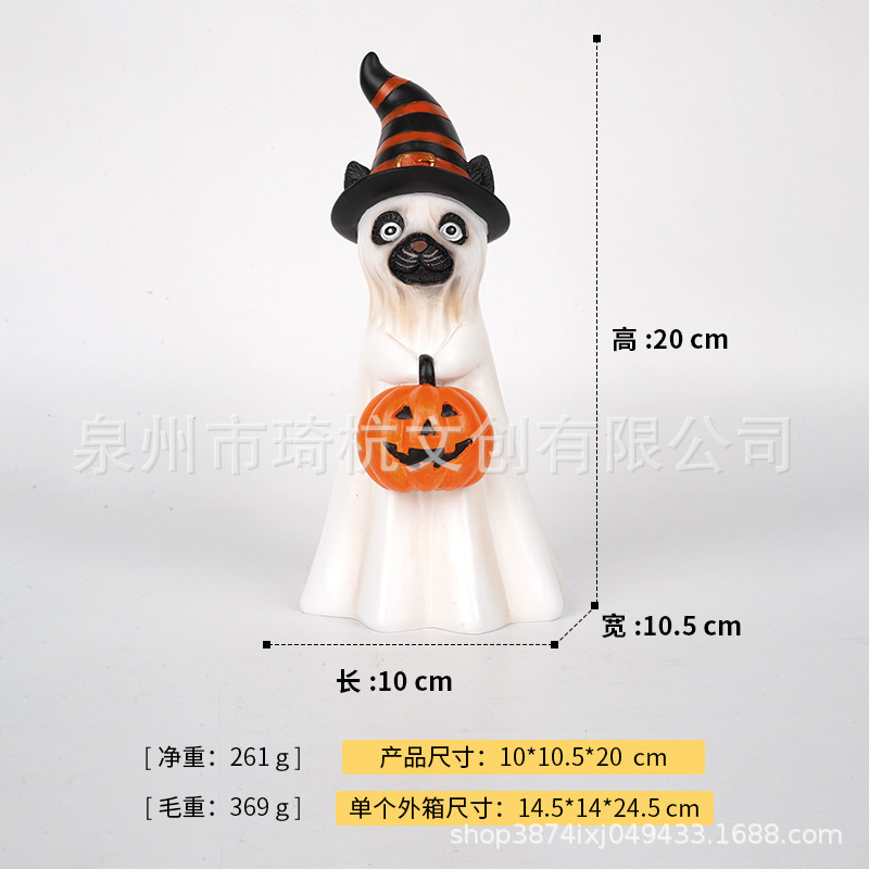 越境新品提かぼちゃ幽霊犬置物玄関バーパーティーハロウィン雰囲気樹脂工芸品飾り|undefined