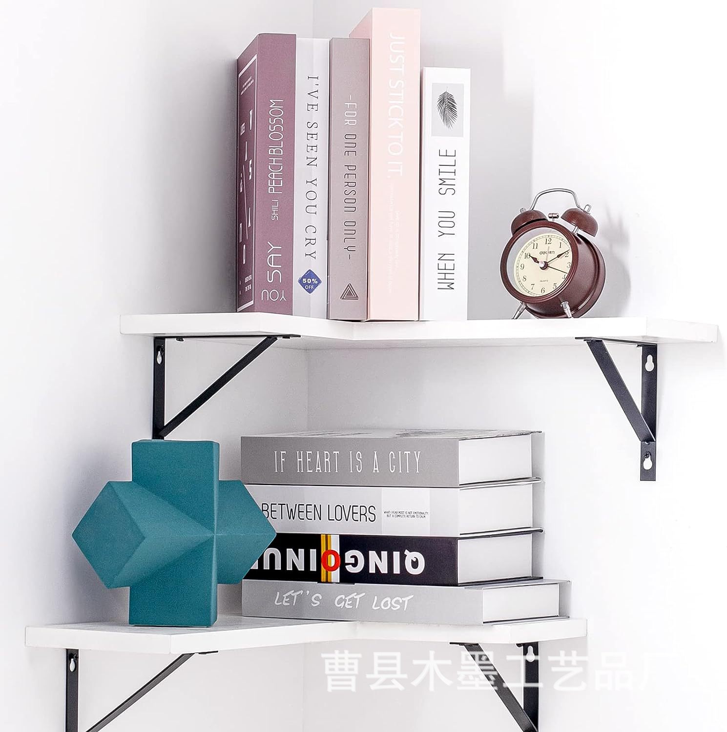 北欧风木质转角置物架卧室整理收纳架拐角壁挂式三角置物架