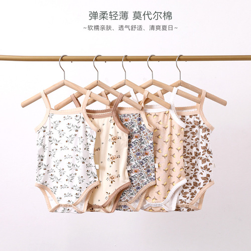 Summer baby sling triangle bag fart clothes  newborn thin vest crawl suit male and female baby one-piece clothes