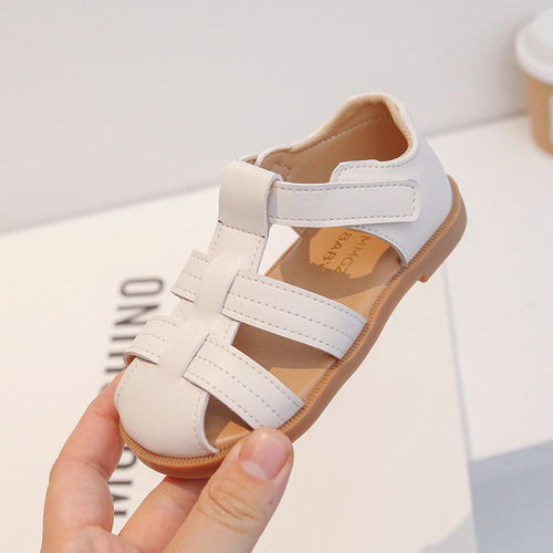 2024 Summer New Arrival Girls' Sandals: Closed-Toe Casual Woven-Strap Princess Shoes in Solid Colors, Perfect for Little & Big Kids—Ideal for Beach and School Wear