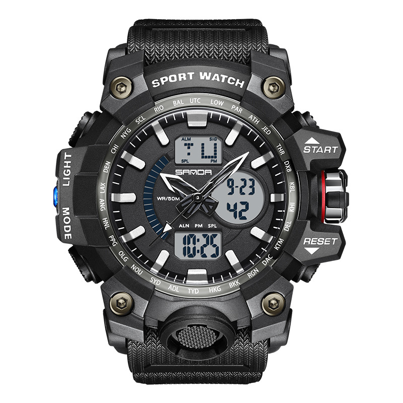 SANDA 3132 reloj electrónico de los hombres de moda personalizado reloj digital estudiante al aire libre impermeable reloj multifuncional