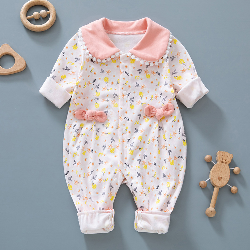 Estilo Occidental recién nacido ropa de bebé Primavera de manga larga mameluco Delgado princesa bebé niña mono primavera y otoño mameluco