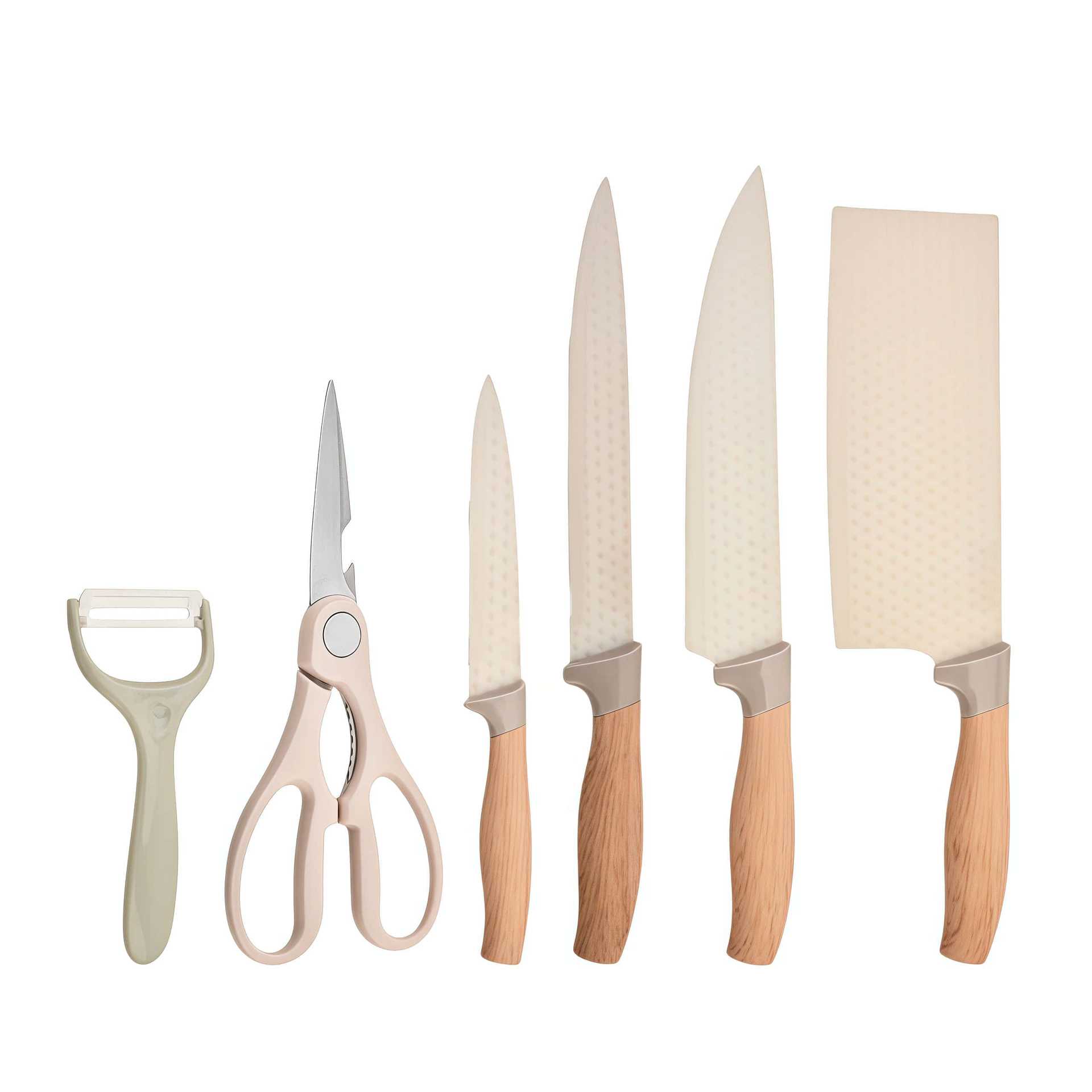 Comercio exterior de acero inoxidable al por mayor cuchillo de cocina conjunto de cuchillo de cuchillo con mango de grasa con tablero de verduras en caja hecha a mano cuchillo casero