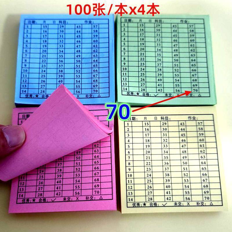 見栄えの良い45 55番の宿題登録付箋、先生が成績を統計できる小学生向けのカラーメモ|undefined