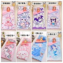 跨境外贸秋冬加厚大版卡通儿童幼儿园宝宝绒豆豆绒睡袋防踢被批发