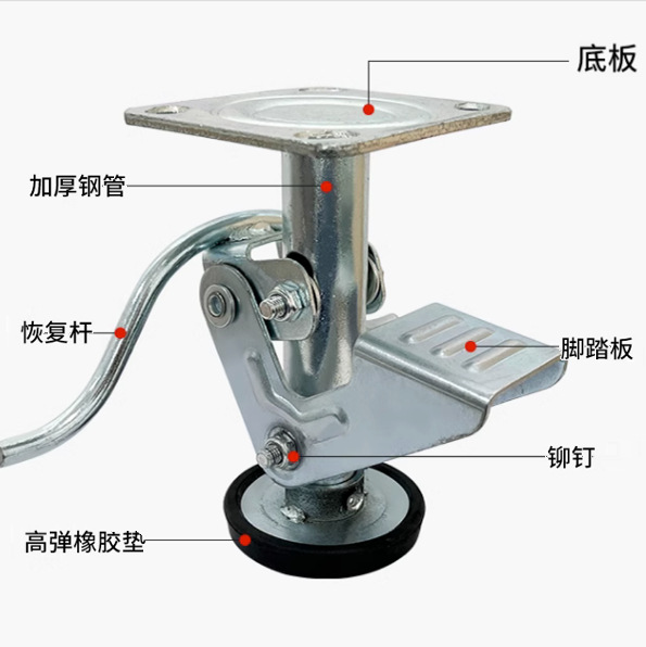 4/5/6寸地刹器顶高器日式/美式支撑架脚轮周转箱仓储笼料箱重型