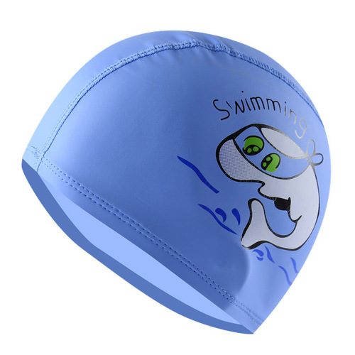 Children's swimming cap cartoon for boys and girls, waterproof ear protection, high elasticity and comfort, cartoon PU swimming cap with printable logo