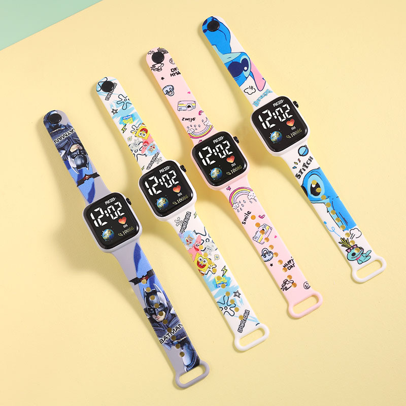 Fiesta de estudiantes Personalidad de alto valor Cartoon Marca de moda Pikachu Reloj LED impreso Reloj electrónico cuadrado de moda para estudiantes