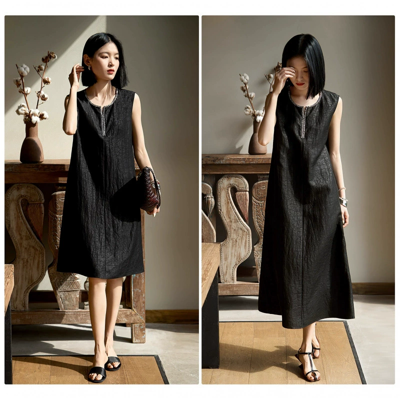 Moonlight Firefly Ancient Tortoise Crack Pattern/Lingnan Treasure Temperament Dress Regular Fit