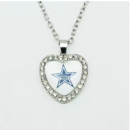 Foreign Trade Cross-Border European and American Nfl32 Team Football Peach Heart Dot Diamond Heart Logo Necklace Pendant Necklace