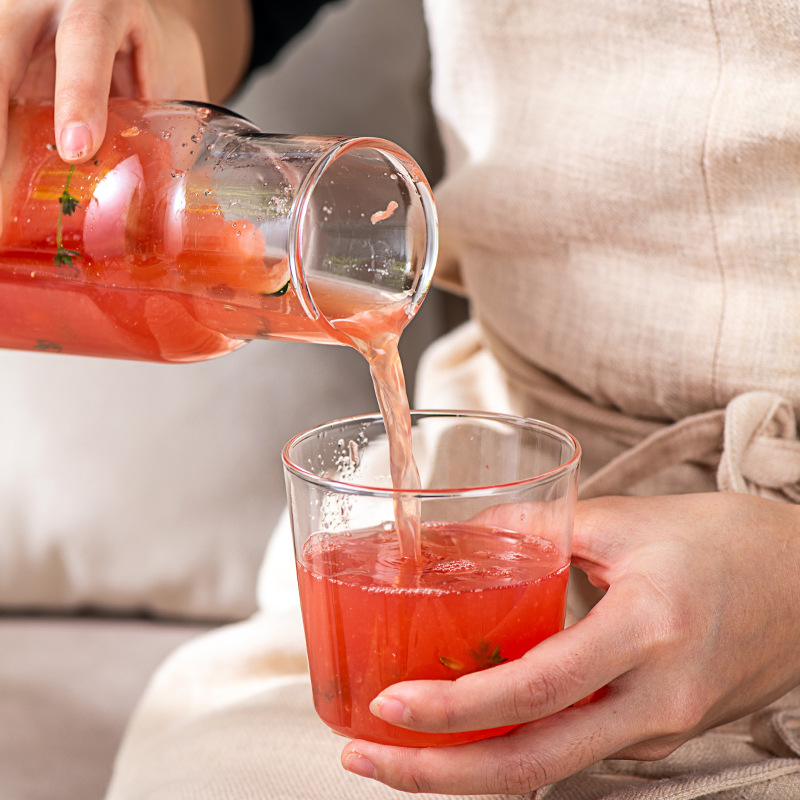 Jarra de agua fría para el hogar, juego de jarra de vidrio de borosilicato alto, resistente al calor, a prueba de explosiones, jarra de agua fría transparente, jarra de vidrio para jugo y bebidas frías