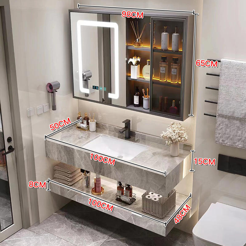 Gabinete de baño moderno y simple combinación de encimera de cerámica de pizarra brillante hotel de alojamiento residencial inodoro lavabo lavabo