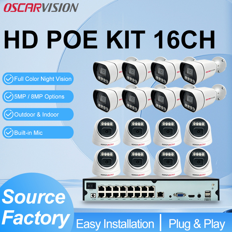 PoE Überwachungskamera 16er Set 8 Megapixel 4K hochauflösende Nachtsicht Aufzeichnung Innenbereich Heimüberwachung Monitorkamera