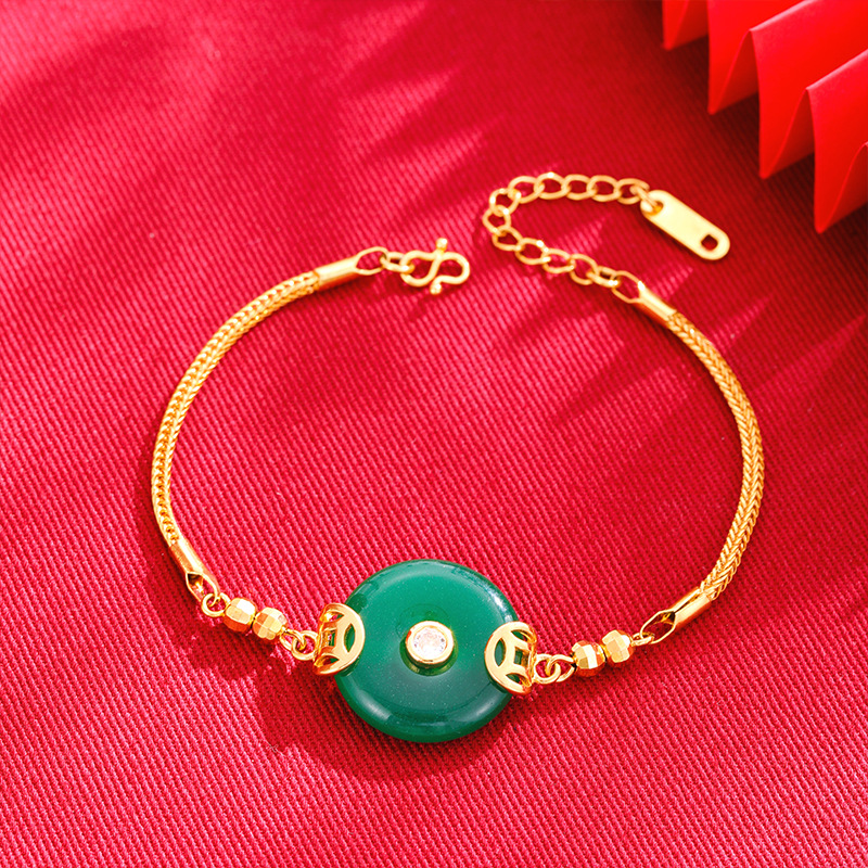 Vietnam arena oro hebilla de seguridad pulsera de Calcedonia moneda de cobre estilo chino retro no se desvanece hombres y mujeres elegante pulsera de todo fósforo