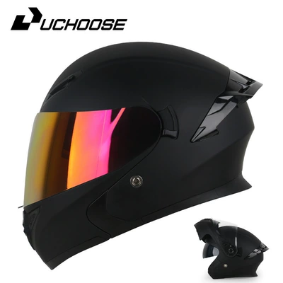 Certified Motorcycle Flip-Up Helmet with – Motorcycle Safety Supplies - matt-black-electroplated-gold-red-comes-with-transparent-mirror-bluetooth-headset-m